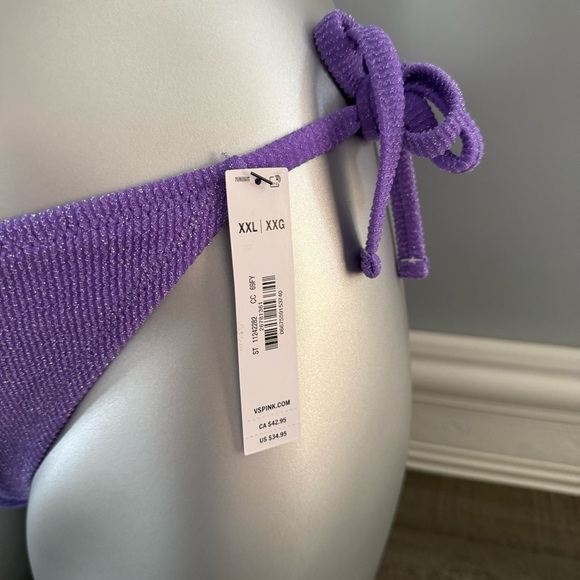 Victoria secret string bikini bottom size XXL fits size 20 purple shimmer - Picture 4 of 6